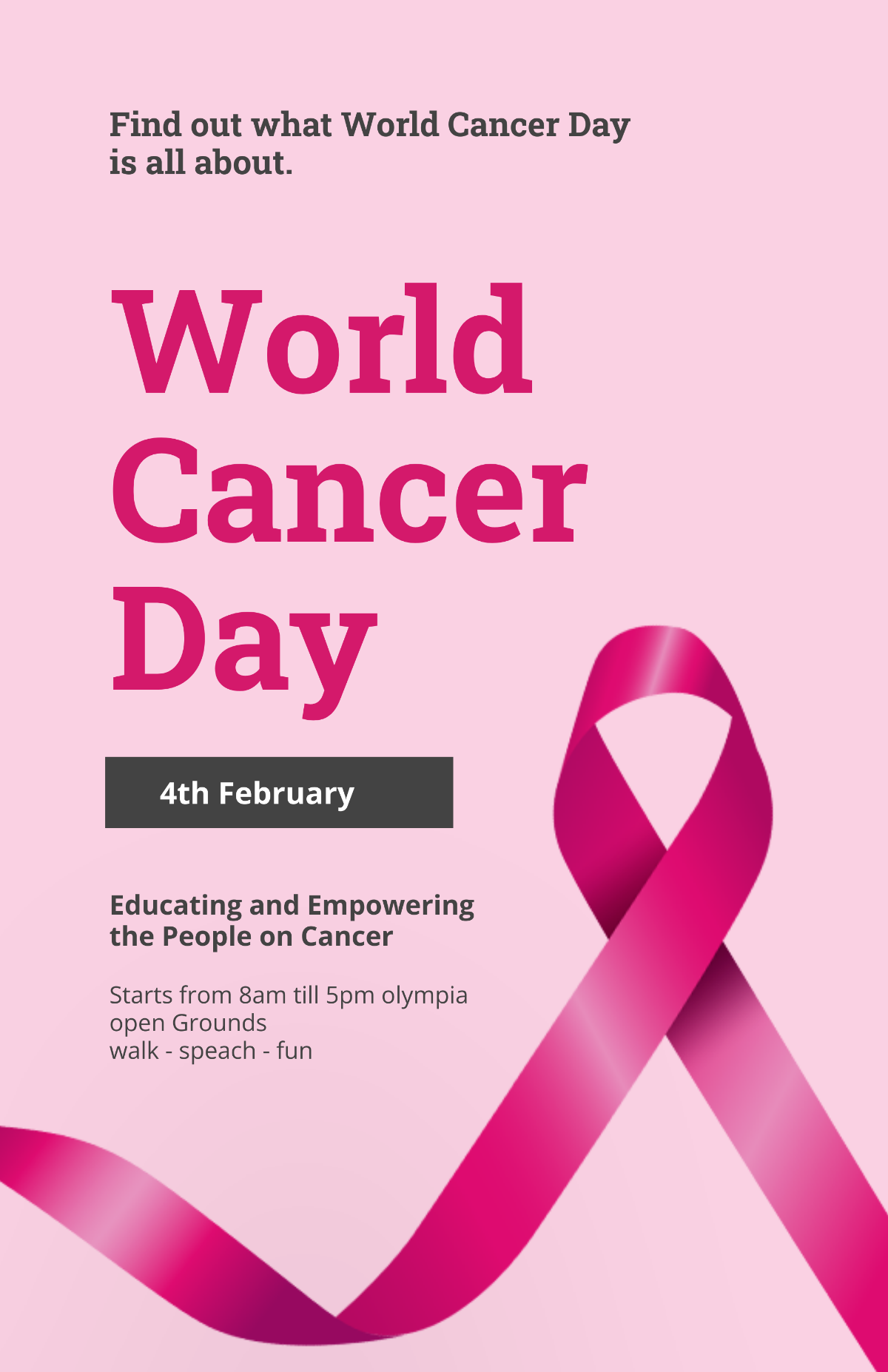 Free World Cancer Day Poster Template