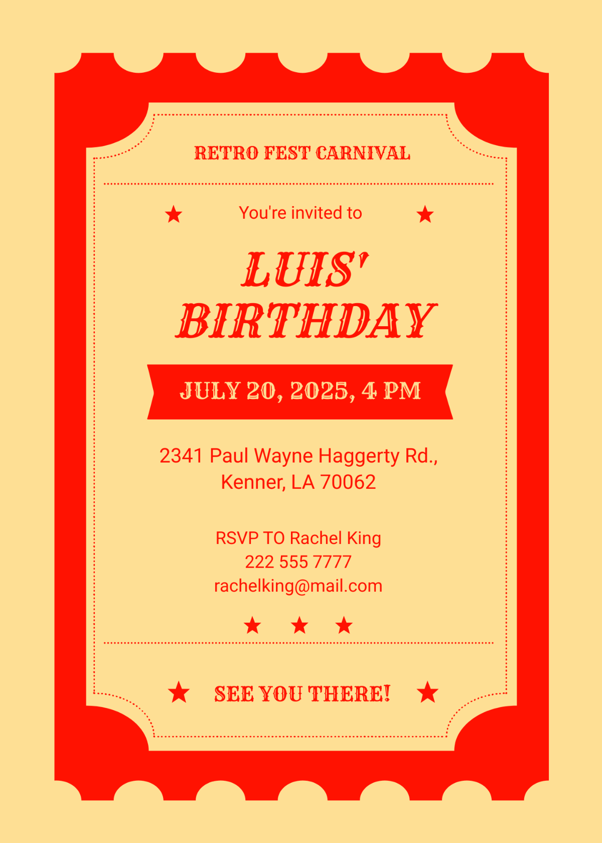 Carnival Ticket Birthday Invitation Template - Edit Online & Download