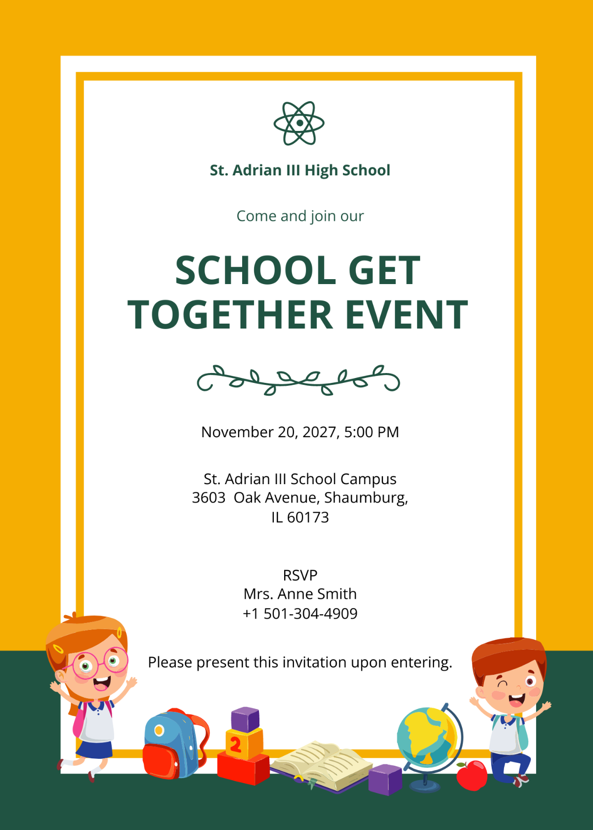 School Get Together Invitation Template