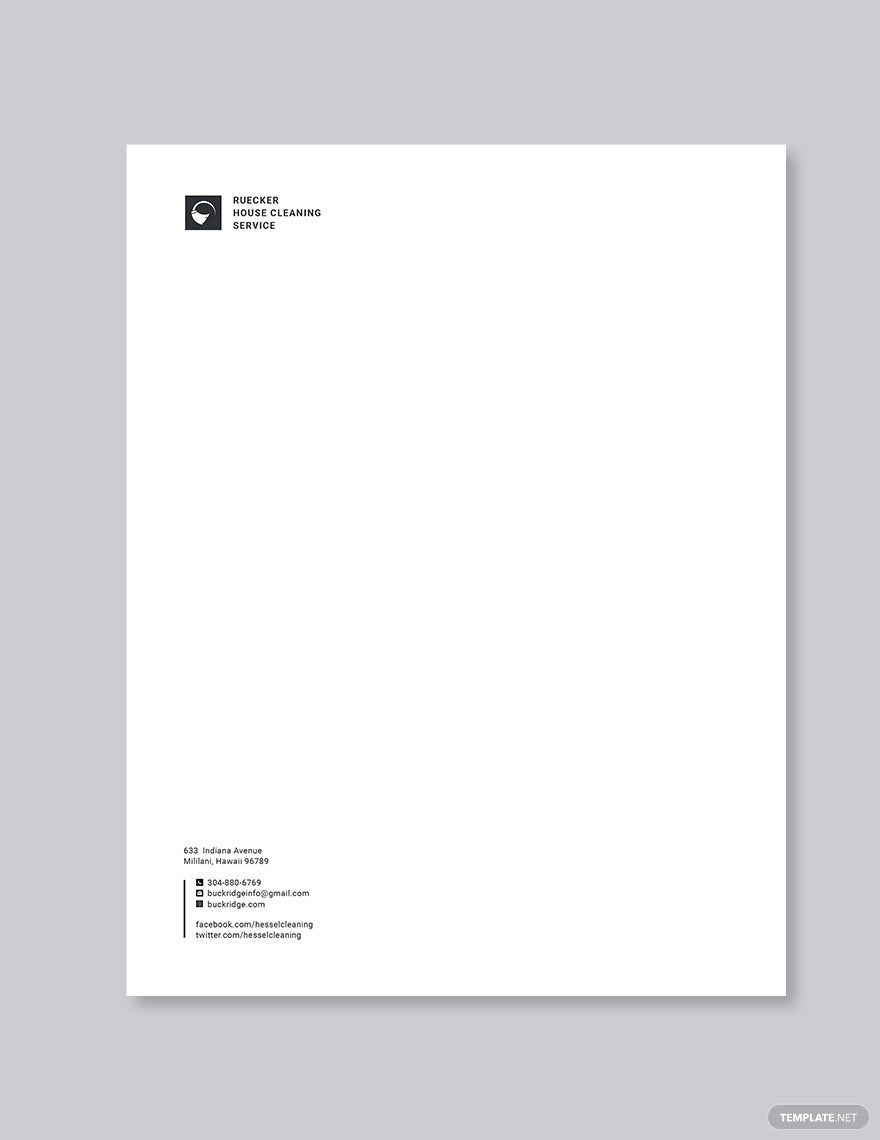 House Cleaning Service Letterhead Template