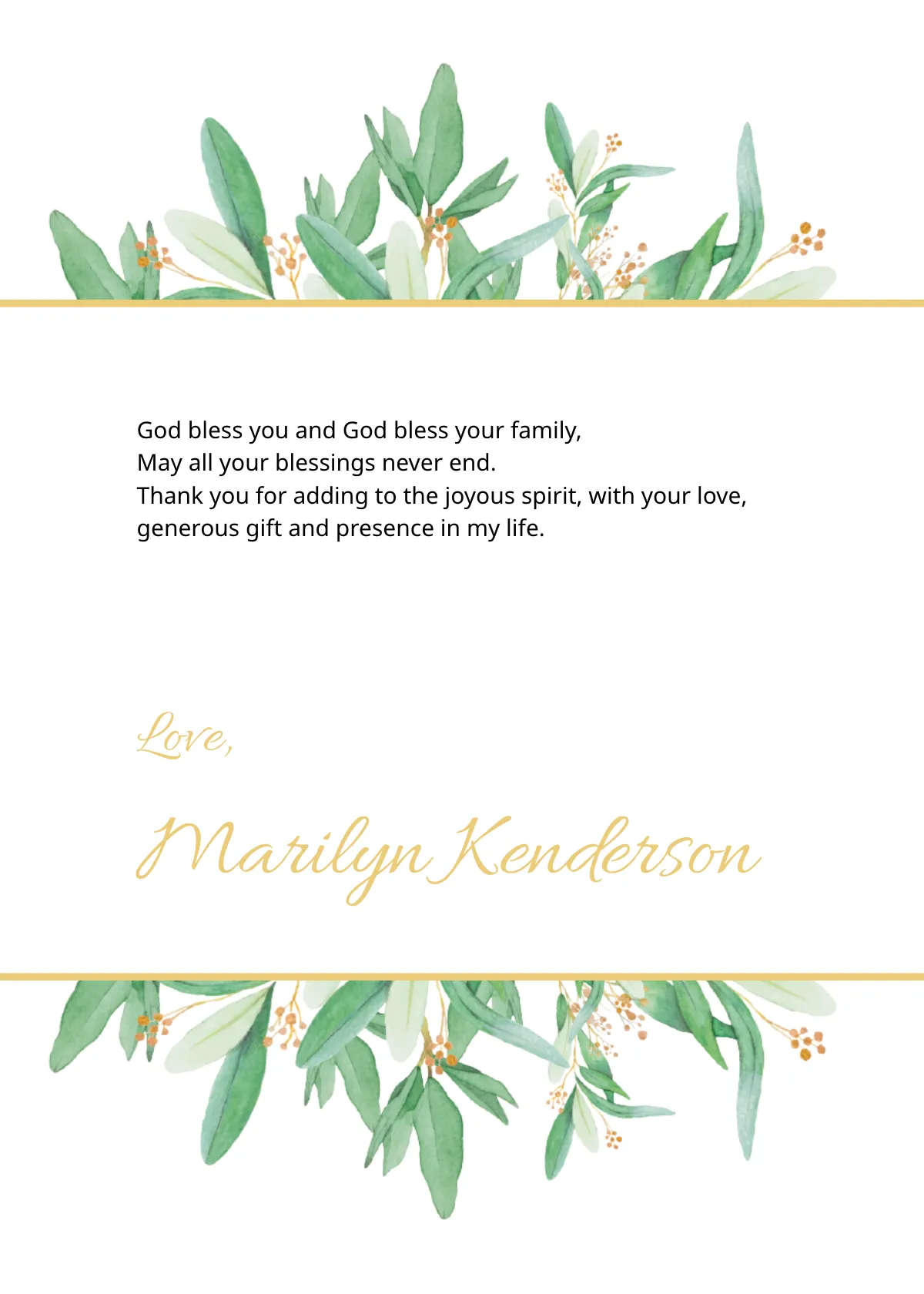 Free Religious Thank You Card Template to Edit Online