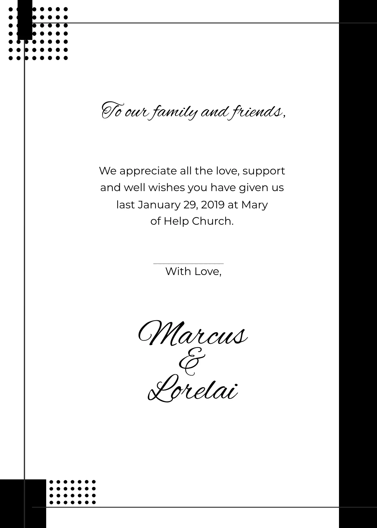 Free Simple Wedding Thank You Card Template to Edit Online