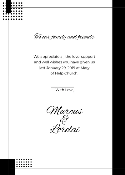 Free Simple Wedding Thank You Card Template to Edit Online