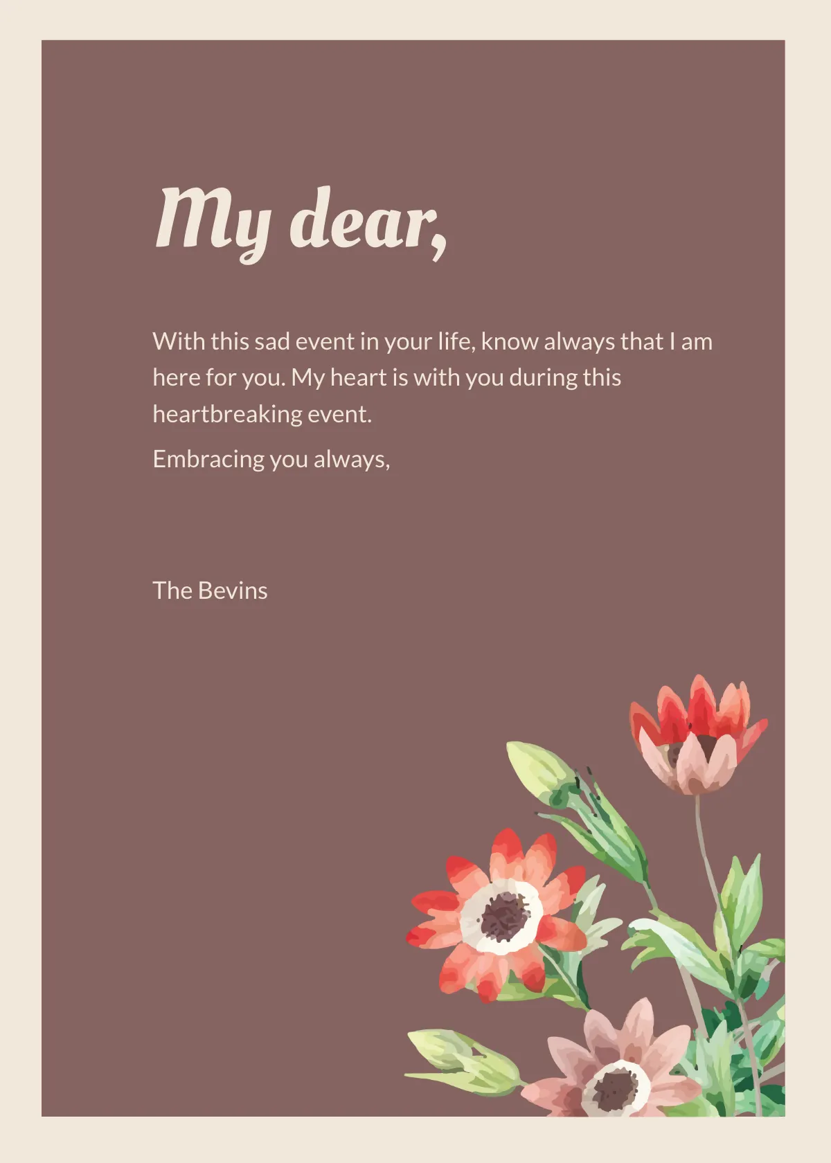 Free Sympathy Card Template to Edit Online