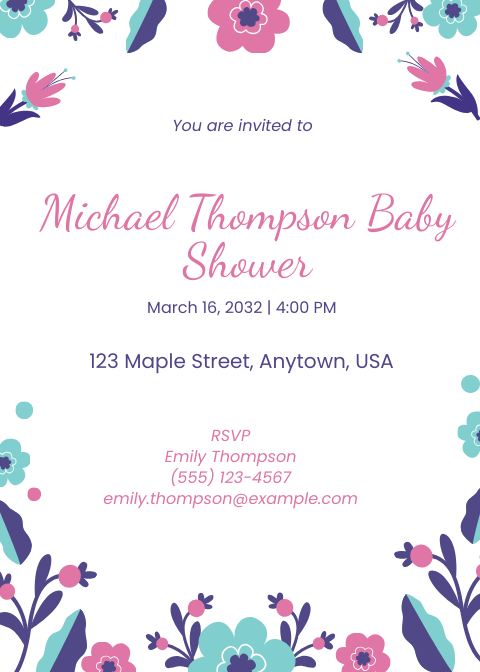 Floral Gender Neutral Baby Shower Invitation