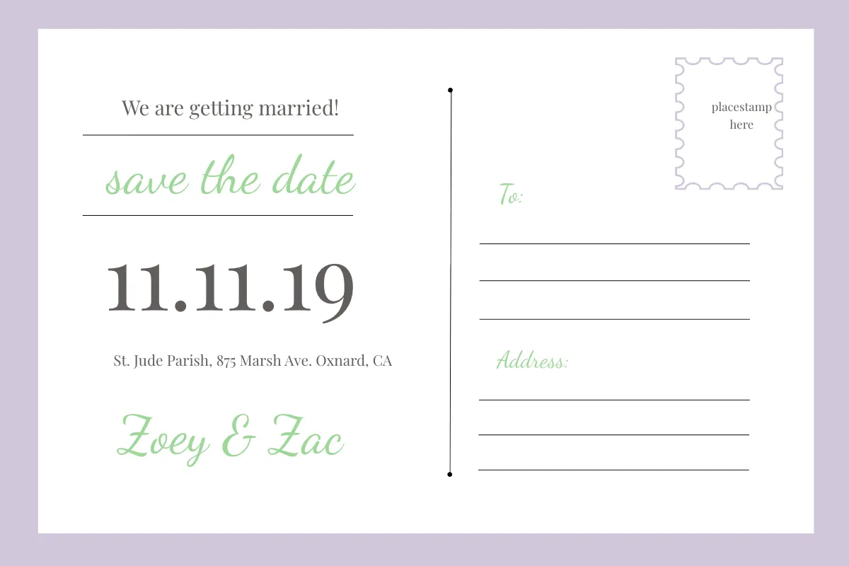 Free Save The Date Invitation Postcard Template to Edit Online