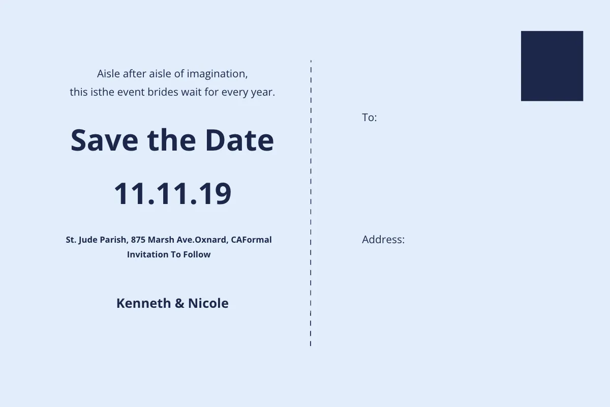 Free Wedding Save The Date Postcard Template to Edit Online