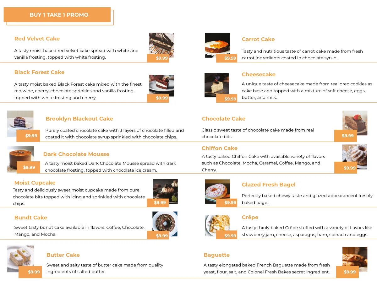 Free Bakery Cake Shop Bi-Fold Brochure Template to Edit Online