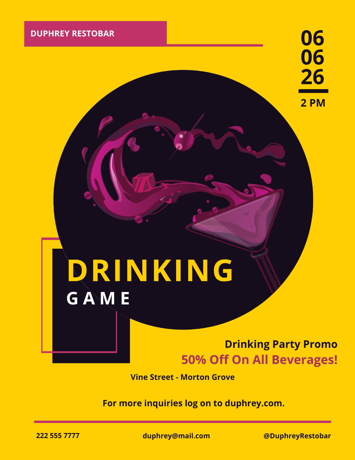 Drink Party Flyer Template - Edit Online & Download