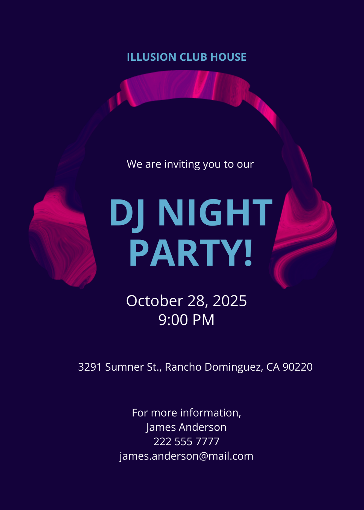 DJ Party Invitation Template - Edit Online & Download