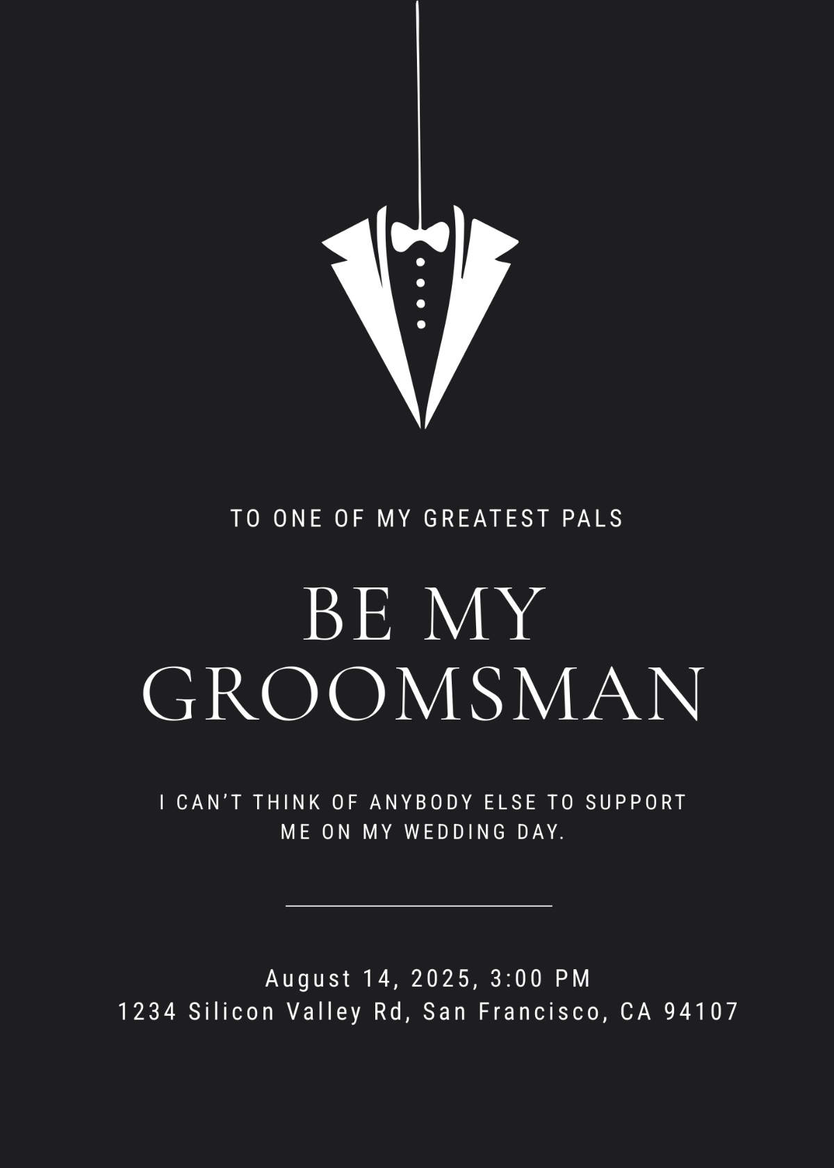 Groomsmen Invitation Card