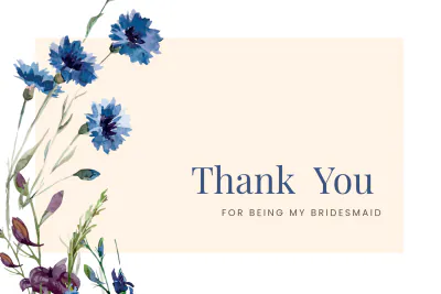 Free Bridesmaid Thank You Card Template to Edit Online