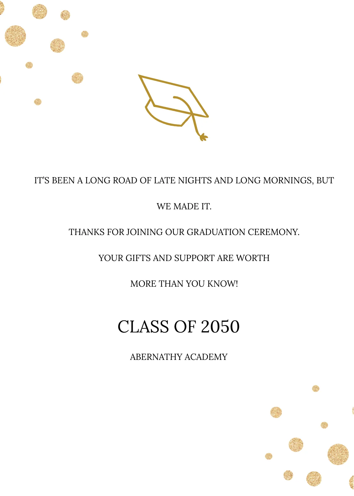 Free College Graduation Thank You Card Template to Edit Online