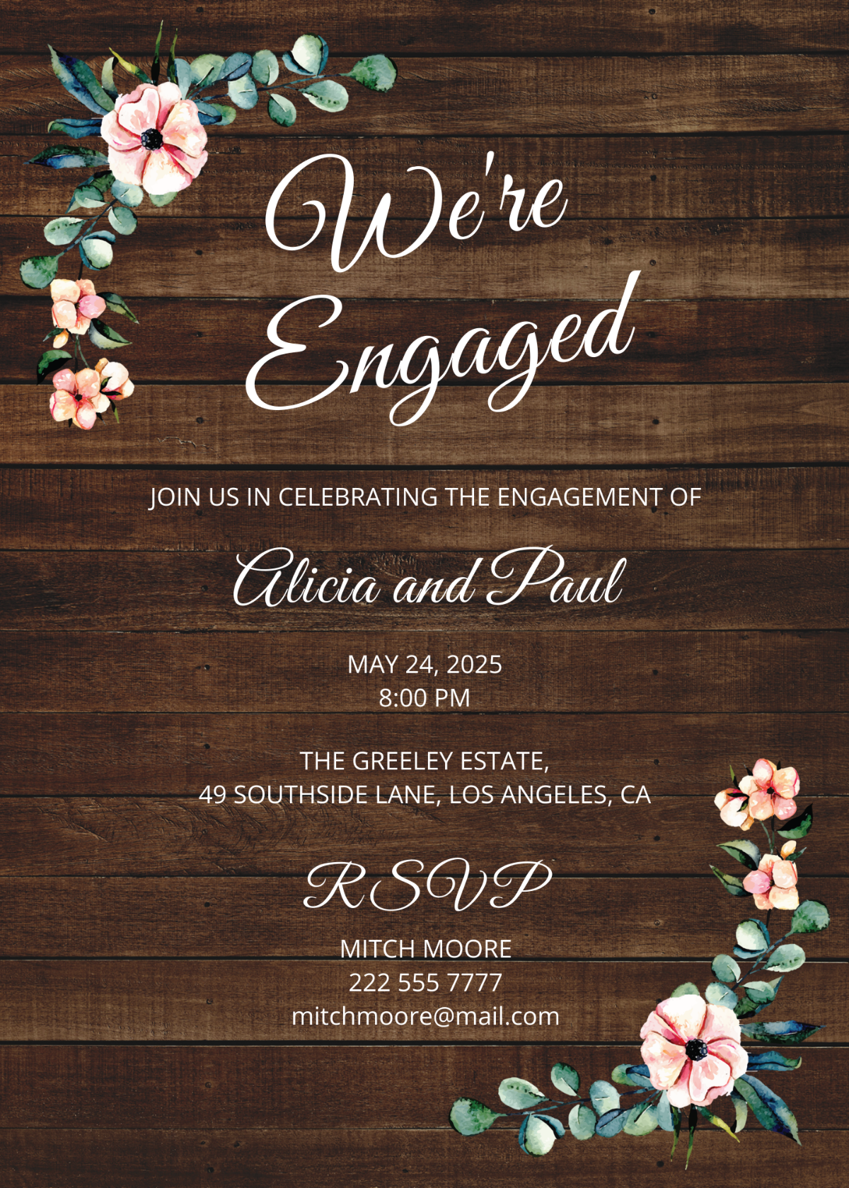 Rustic Engagement Invitation Template - Edit Online & Download