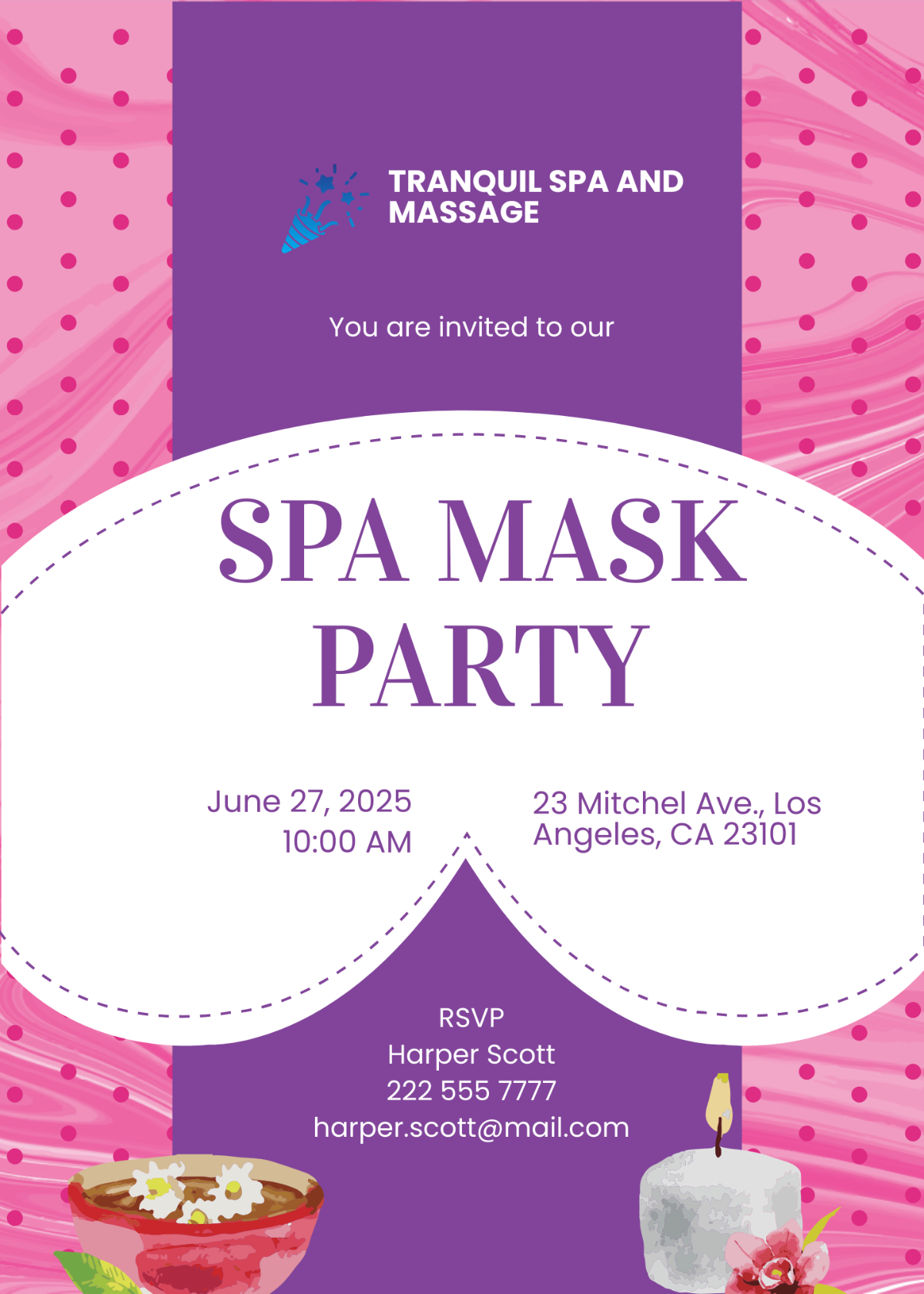 Spa Mask Party Invitation