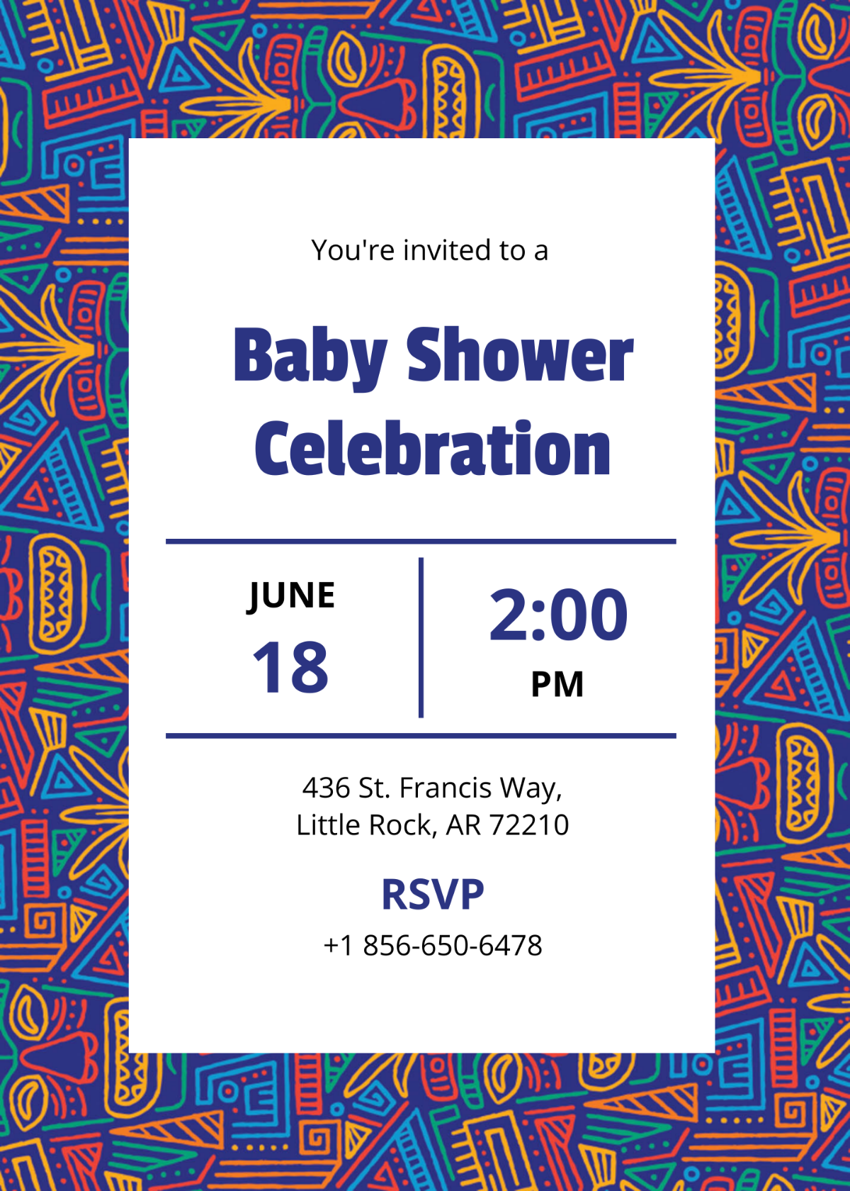 Tribal Baby Shower Invitation template