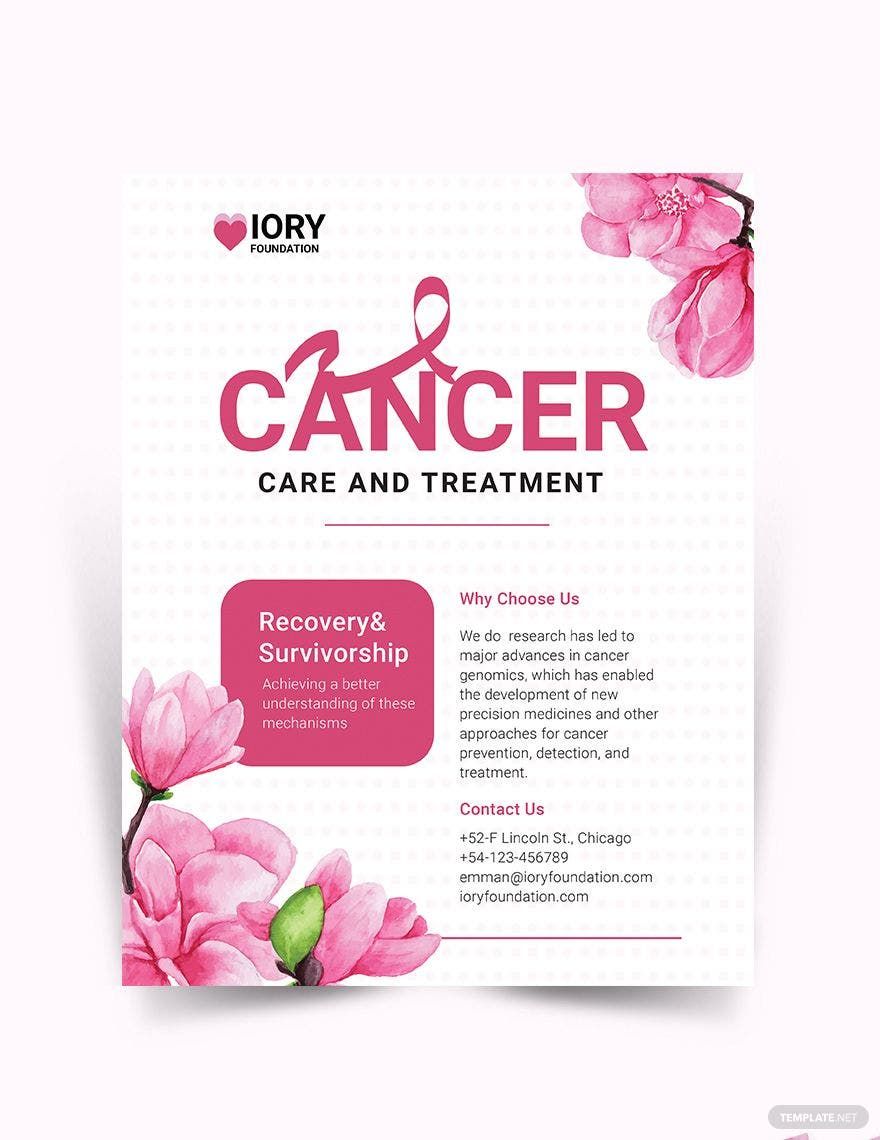 Cancer Treatment Flyer Template in Word, Google Docs, Illustrator, PSD, Apple Pages, Publisher, InDesign