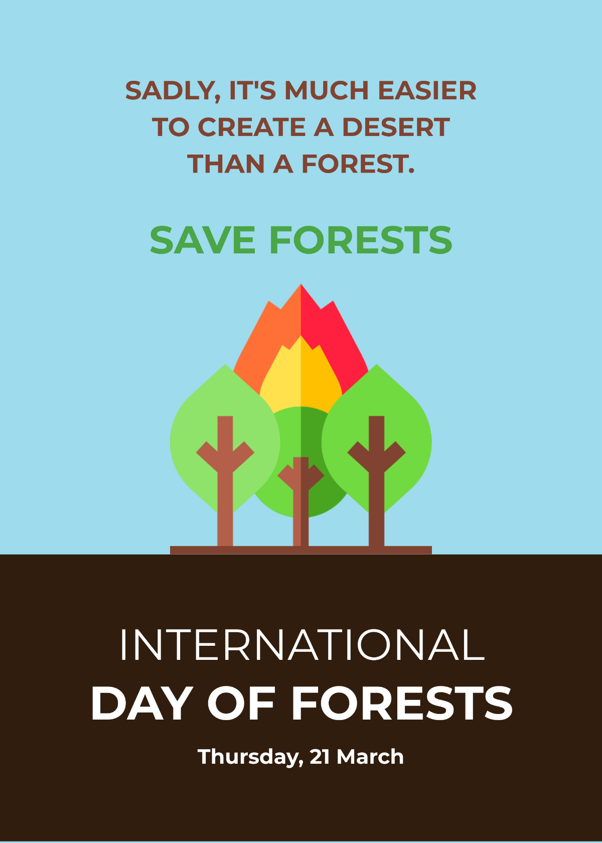 International Day For Forests Greeting Card Template