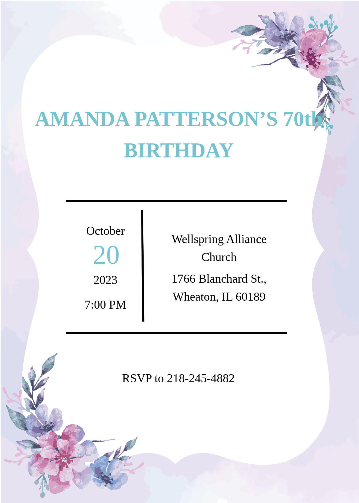 70th Birthday Invitation