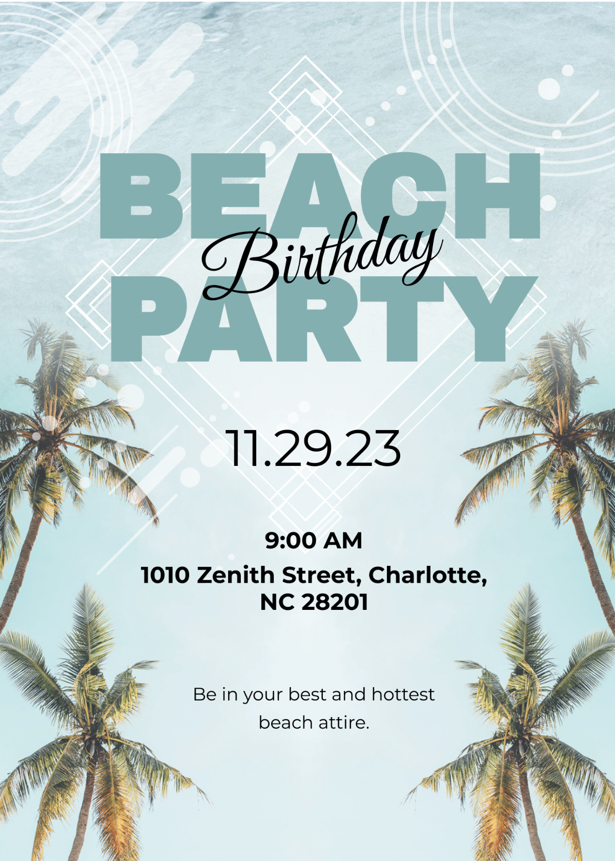 Beach Birthday Party Invitation