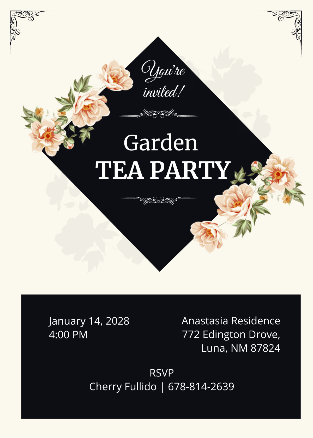 Garden Tea Party Invitation Template