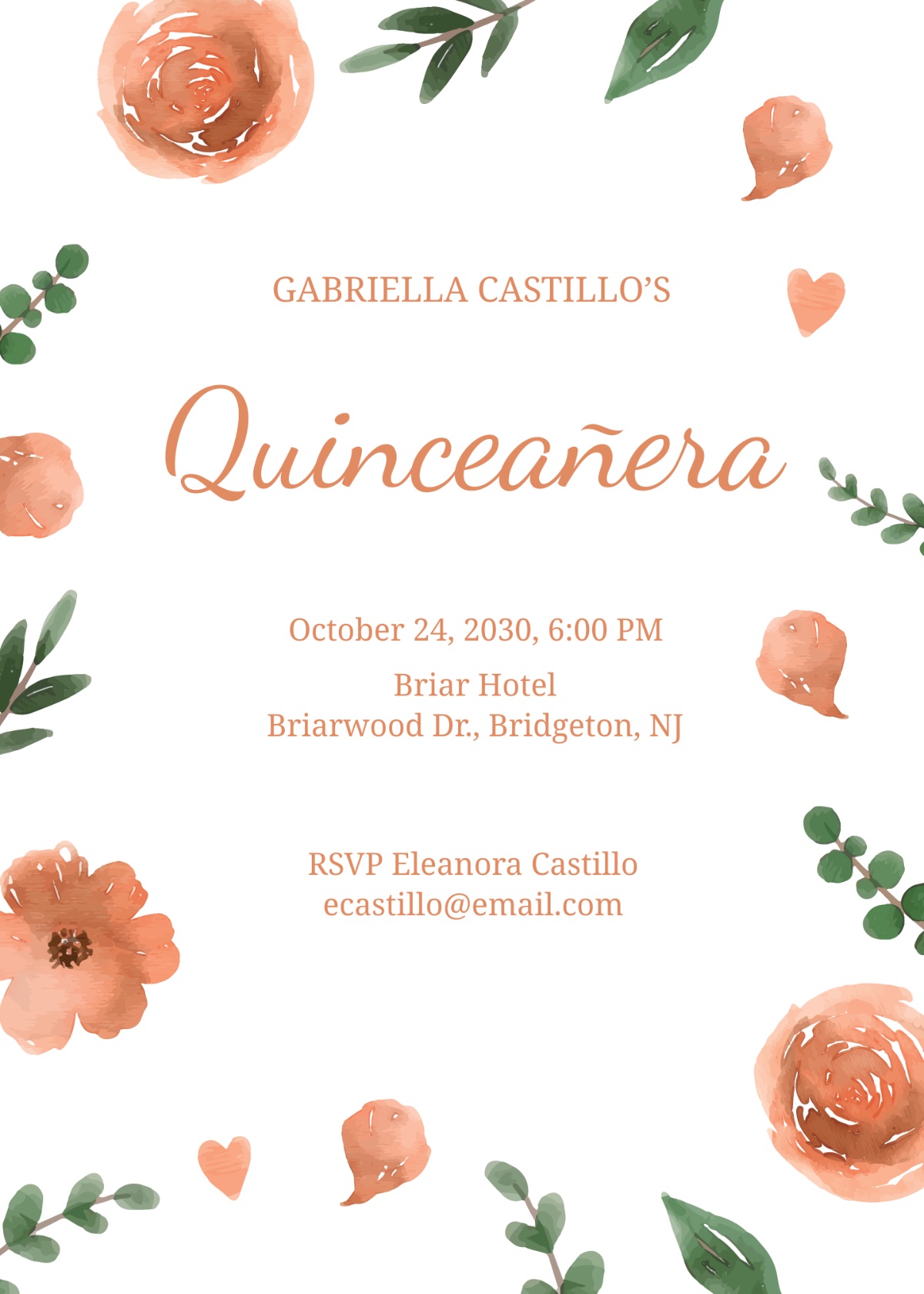 Elegant Quinceanera Invitation Template