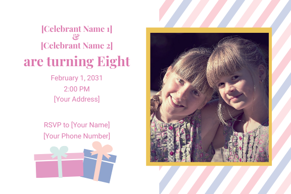 Twin Birthday Invitation Template Edit Online & Download Example