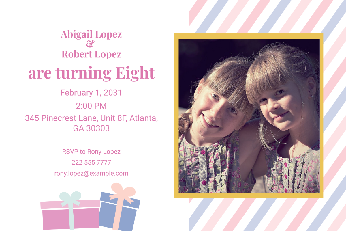 Twin Birthday Invitation