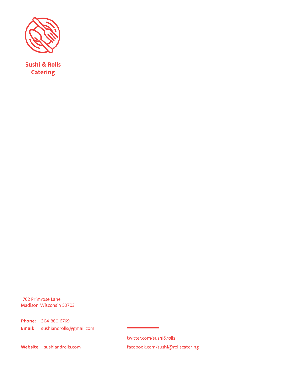 Catering Services Letterhead Template