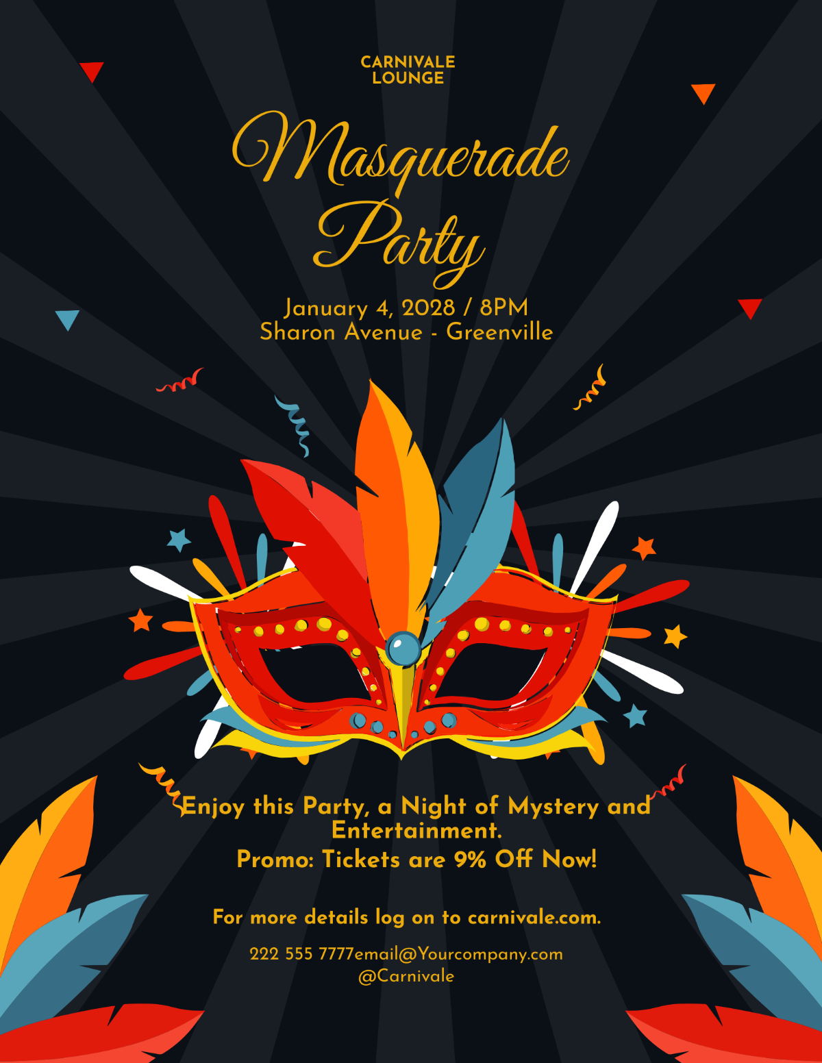 Free Carnival Masquerade Party Flyer Template