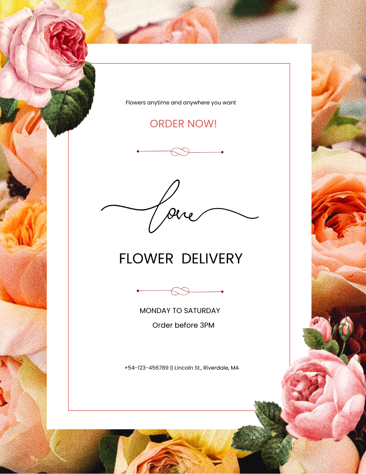 Flower Delivery Service Flyer Template - Edit Online & Download