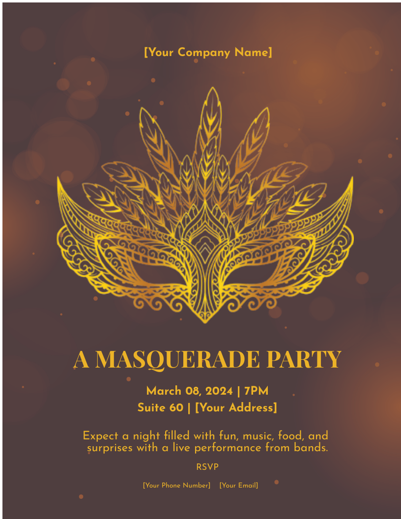 Masquerade Birthday Party Flyer