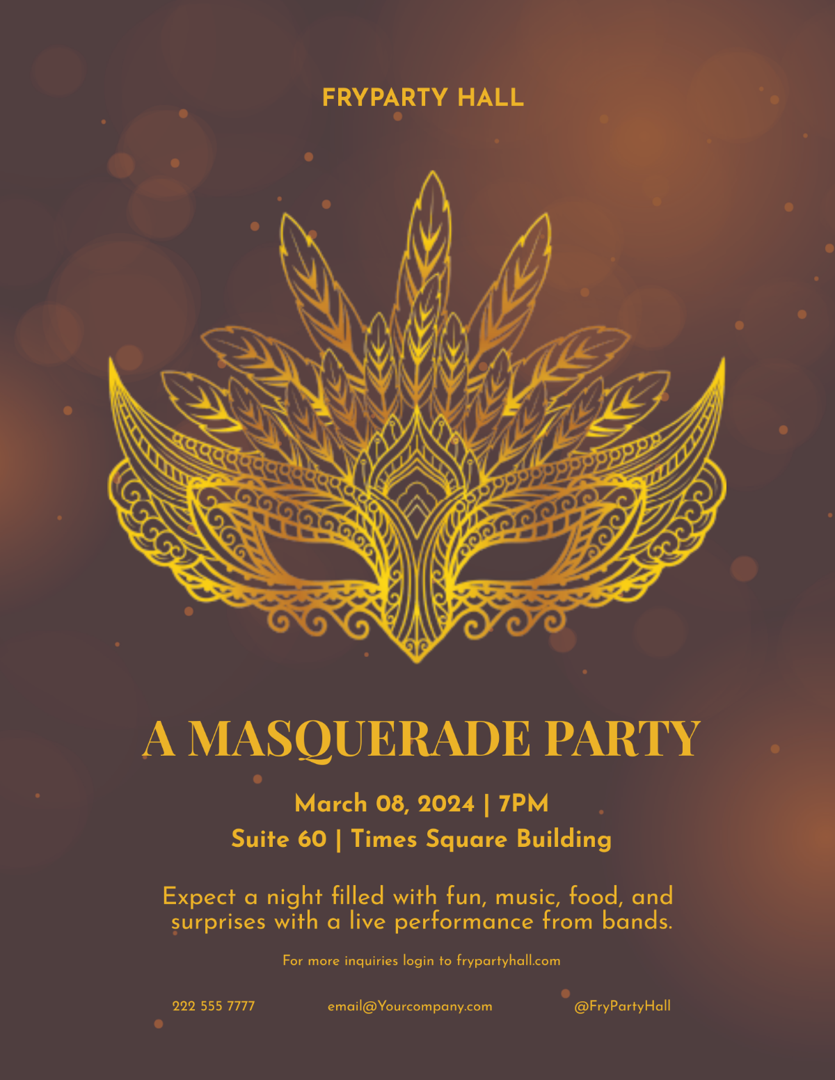 Free Masquerade Birthday Party Flyer Template