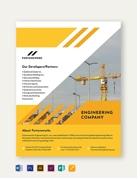 engineering company flyer template 440x570