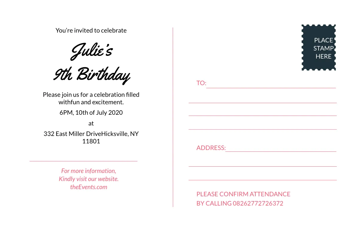 Free Birthday Party Postcard Template to Edit Online