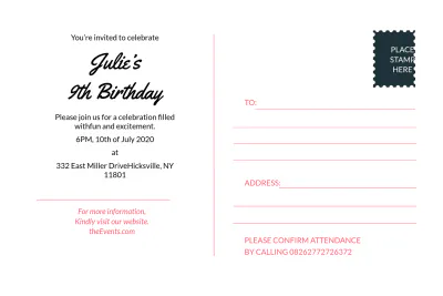 Free Birthday Party Postcard Template to Edit Online