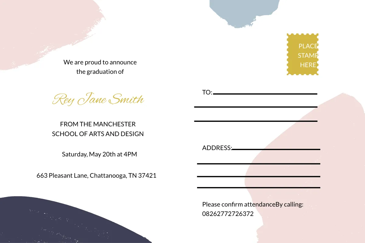 Free Graduation Announcement Postcard Template to Edit Online
