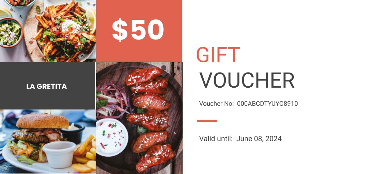 Simple Food Gift Voucher Template