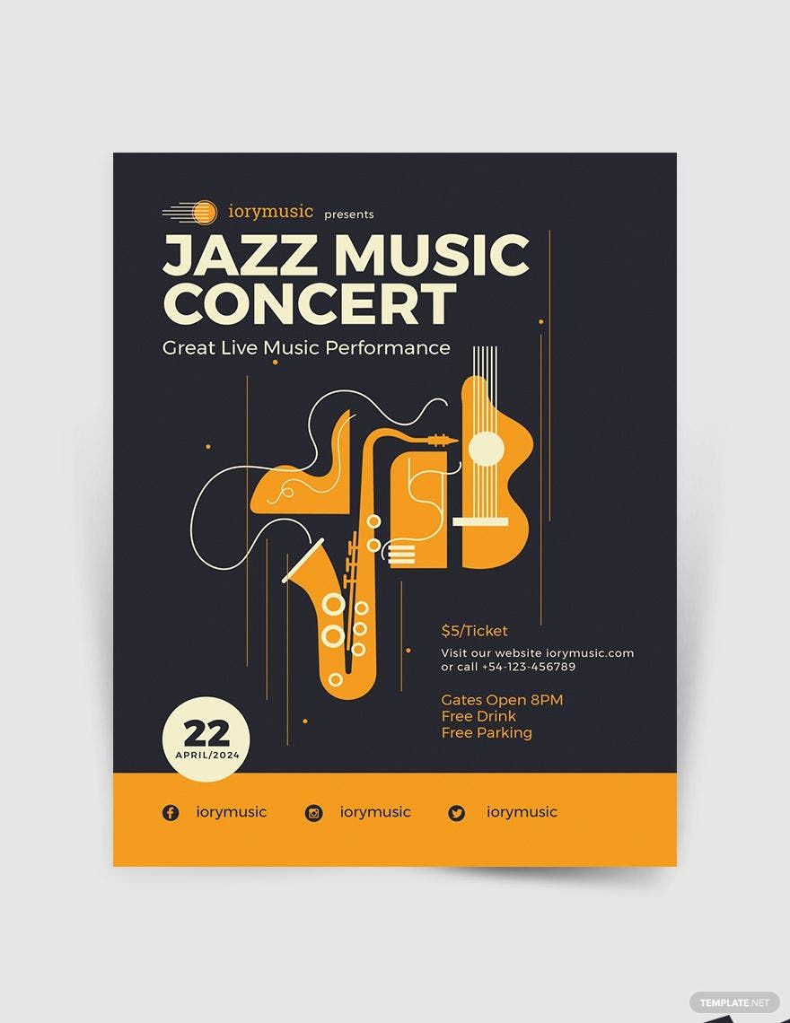 Free Jazz Concert Flyer Template in Word, Google Docs, Illustrator, PSD, Apple Pages, Publisher, InDesign