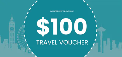 Free $100 Travel Voucher Template to Edit Online