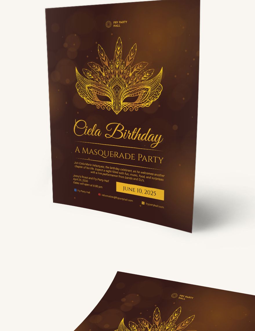 Masquerade Birthday Party Flyer Template