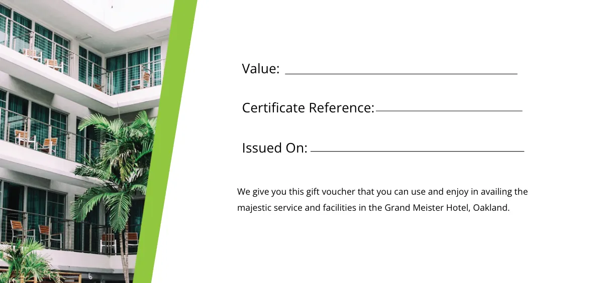 Free Hotel Voucher Gift Card Template to Edit Online