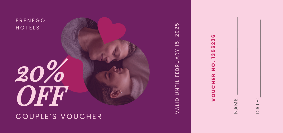 Relationship Romantic Love Voucher Template