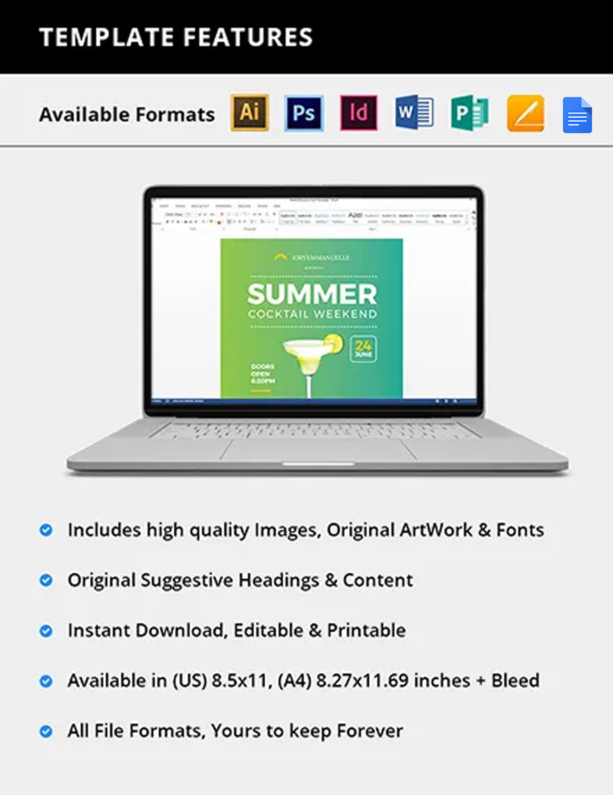 Printable Summer Cocktail Party Flyer
