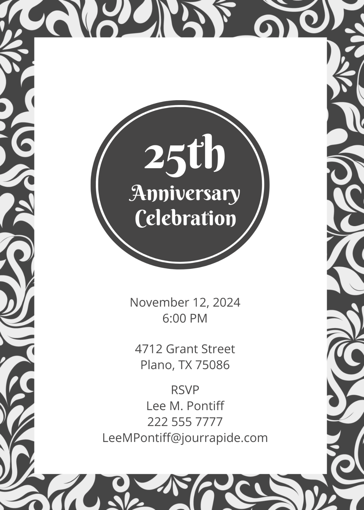 25th Anniversary Invitation