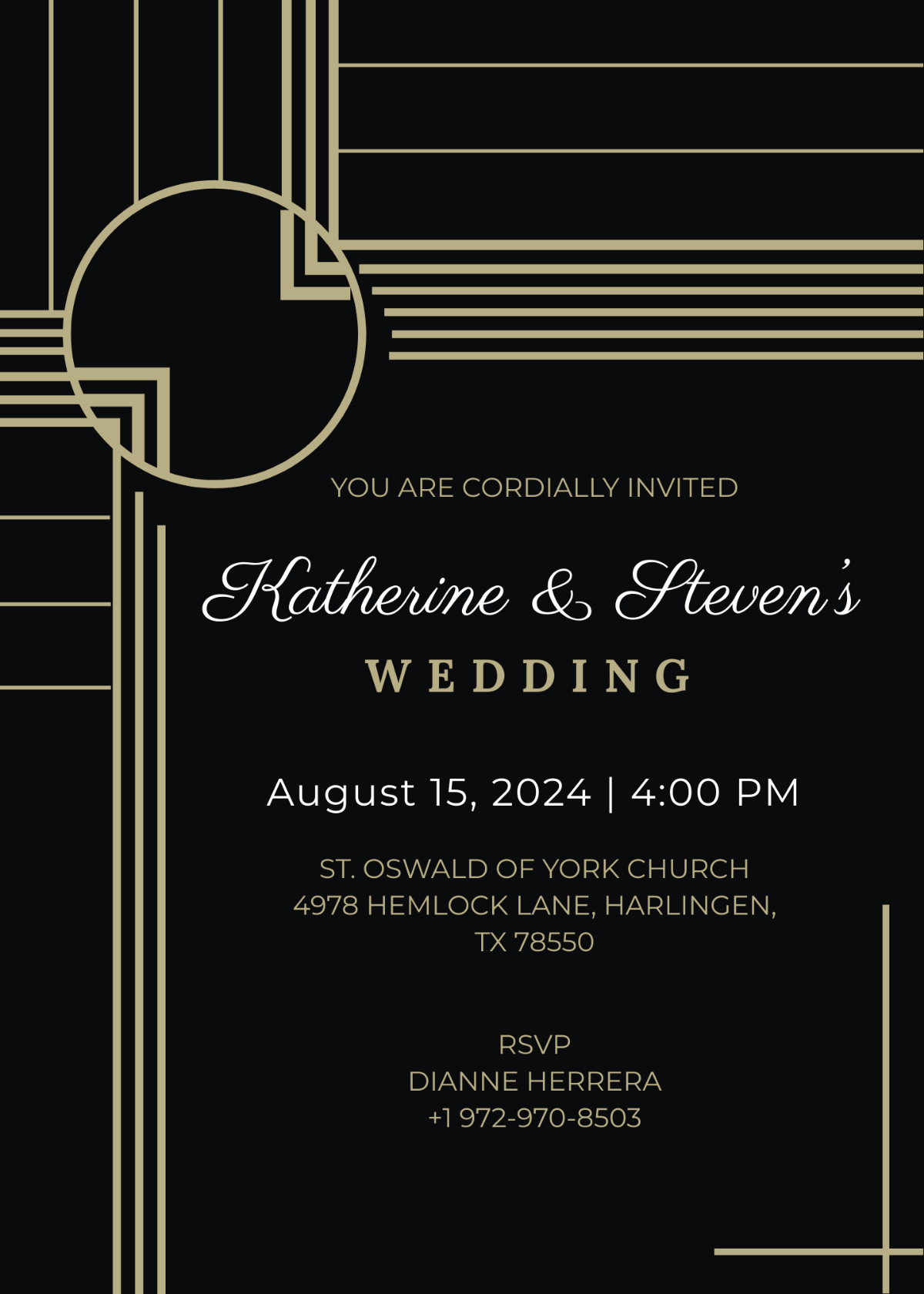Printable Art Deco Wedding Invitation Template