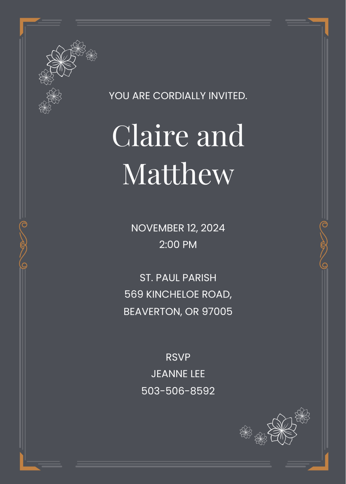 Letterpress Wedding Invitation Template