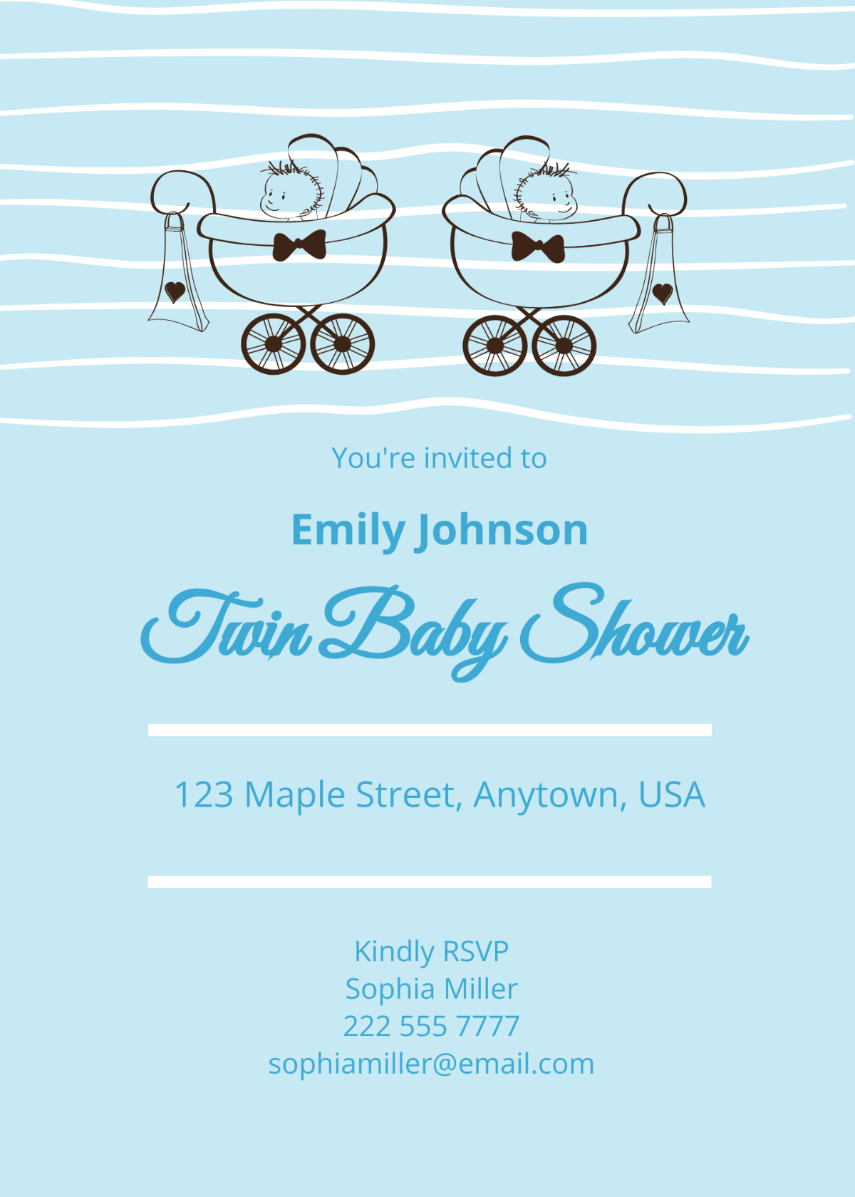 Twin Baby Shower Invitation Template - Edit Online & Download