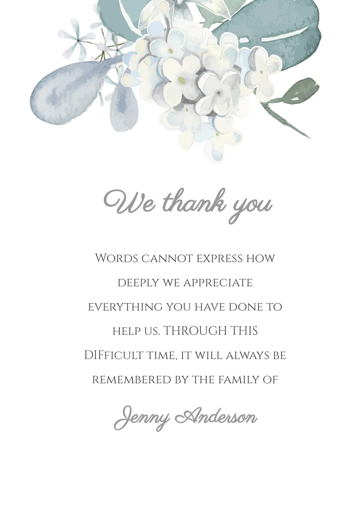 Free Condolence Thank You Card Template to Edit Online