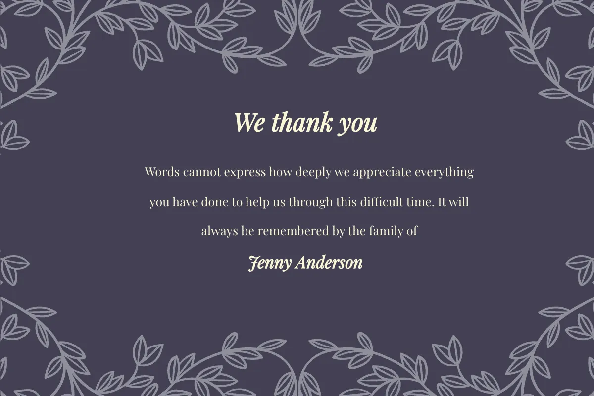 Free Memorial Thank You Card Template to Edit Online